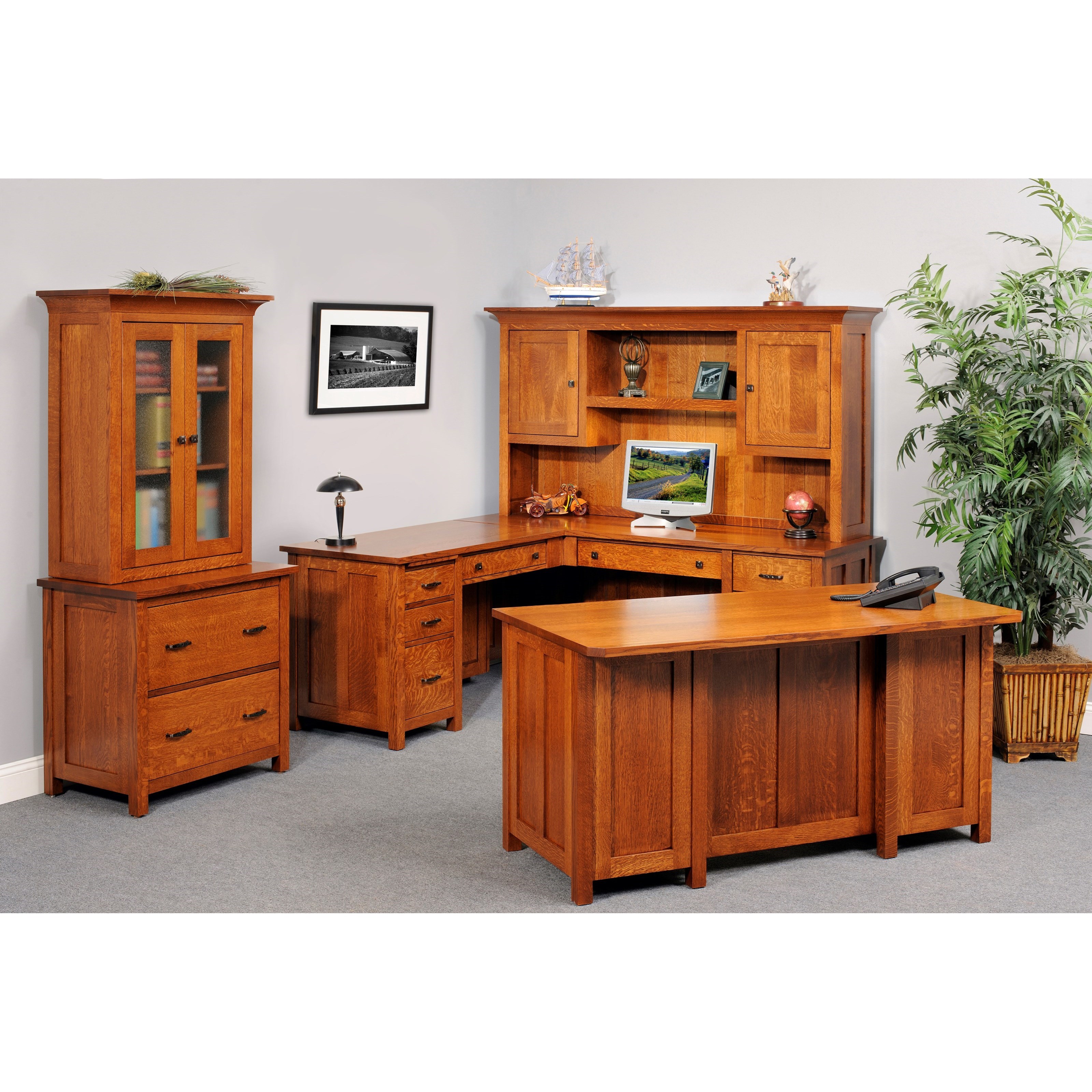 Mission style store l shaped desk